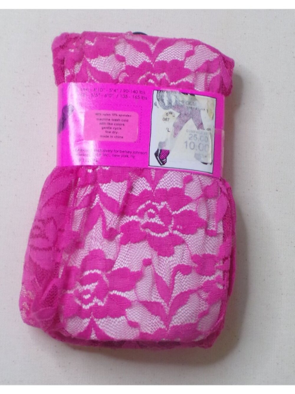 🆕BETSEY JOHNSON Lace Tights Pantyhose Pink Medium/Large - Picture 2 of 2